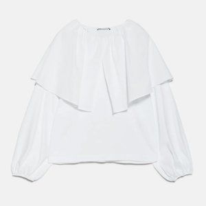 Zara CONTRAST POPLIN TOP